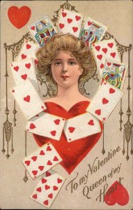 Fortune Valentine Series Playing Cards Beautiful Woman Blonde Hair c1910 PC