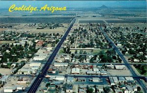 Coolidge, AZ Arizona  CITY BIRD'S EYE VIEW Pinal County ca1960's Chrome Postcard