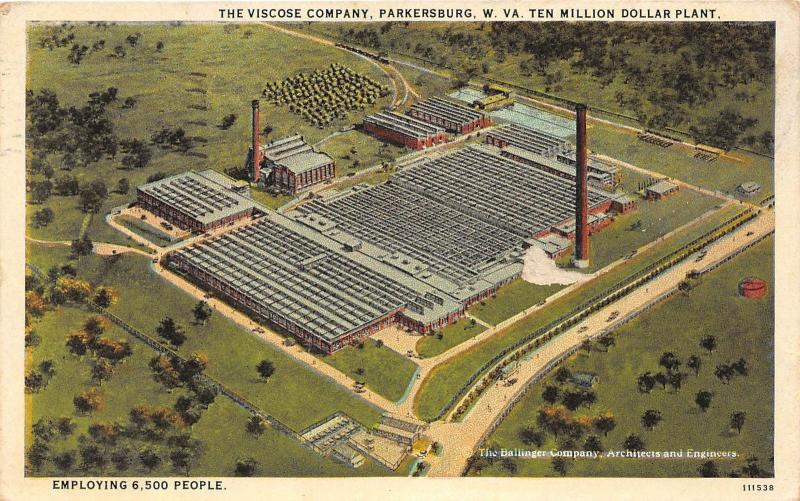 C8/ Parkersburg West Virginia WV Postcard 1928 Viscose Company Factory 6500empl