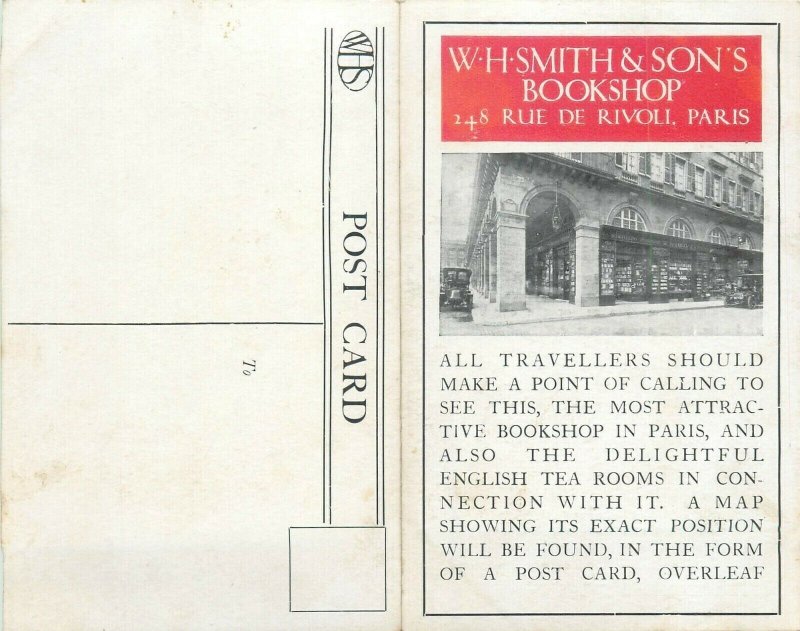 Rare PARIS W.H. SMITH & SON's Bookshop & Tea Rooms 248 rue de Rivoli Concorde 