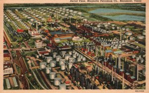 Vintage Postcard Aerial View Magnolia Petroleum Company Beaumont Texas TX