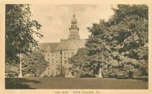 Albertype Athletic 1920s Old Main State College Pennsylvania Postcard 21-3193