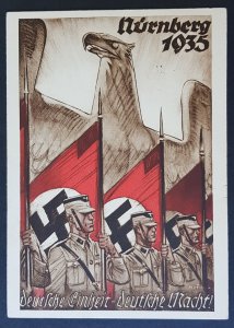 GERMANY THIRD 3rd REICH ORIGINAL POSTCARD NÜRNBERG RALLY 1935 IMPERIAL EAGLE