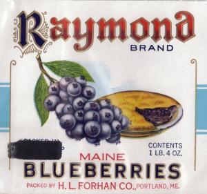 2 Raymond Maine Blueberries Can Labels Portland ME 1lb 3oz 1lb 4oz Embossed Gilt