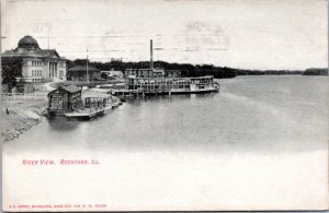 Postcard IL Rockford - River View