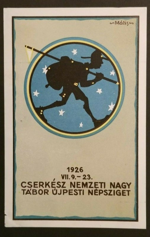 1926 Mint Vintage Hungary Boy Scout Troop Illustrated Postcard