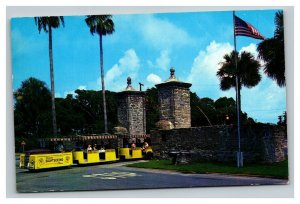 Vintage 1960's Postcard Yellow Sightseeing Trains St. Augustine Florida