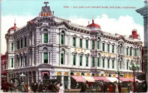 SAN JOSE, CA California   SAFE  DEPOSIT   BANK  Street Scene  c1910s   Postcard