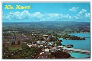 c1960 Aerial View Second Largest City State Seat Government Hilo Hawaii Postcard