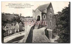 Old Postcard Fougeres Chateau Surienne The Tower and walk on the ramparts of ...