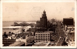 Long Beach California Street Scene Rollercoaster Vintage RPPC C049