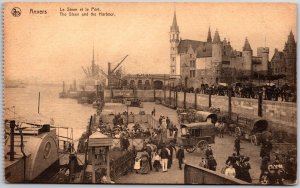 Le Street Et Le Port France Steen & The Harbour Antique Black & White Postcard