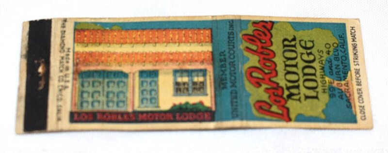 Los Robles Motor Lodge Sacramento California 20 Strike Matchbook Cover