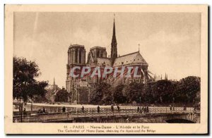 Old Postcard Paris Notre Dame L & # 39Abside and the Bridge