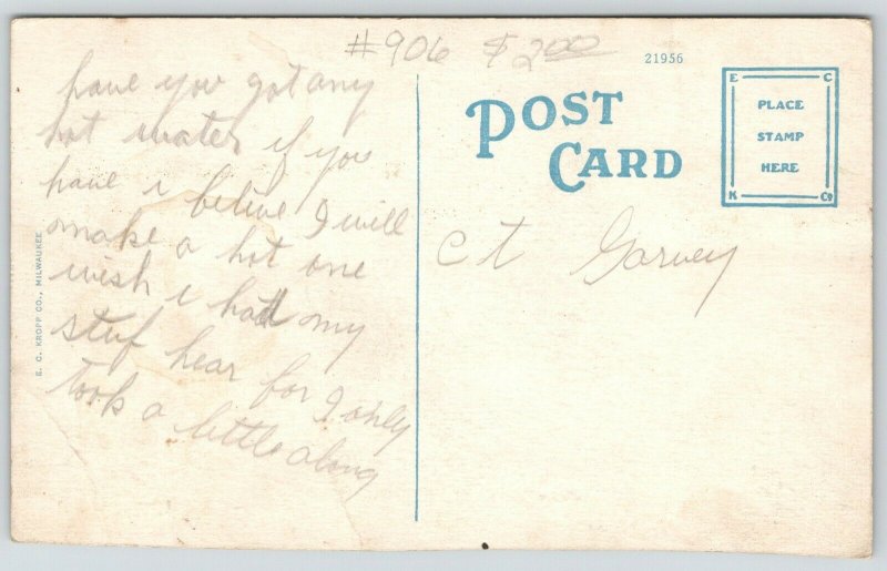 In Good Spirits in Milwaukee WI~Fellow All Alone~Beer Mug~Barrels~Steins~c1910