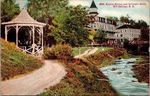 Hygeia Springs and Gillespie Hotel Hot Springs South Dakota Postcard PC138