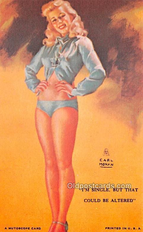 I'm Single, Earl Moran 1945 Mutoscope Artist Pin Up Girl, Non Postcard Backin...