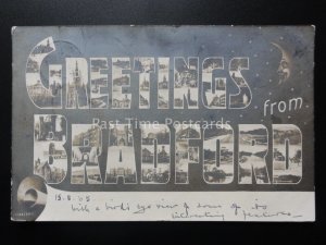 Yorkshire BRADFORD Multiview MOON & STARS Image in Each Letter c1905 RP Postcard