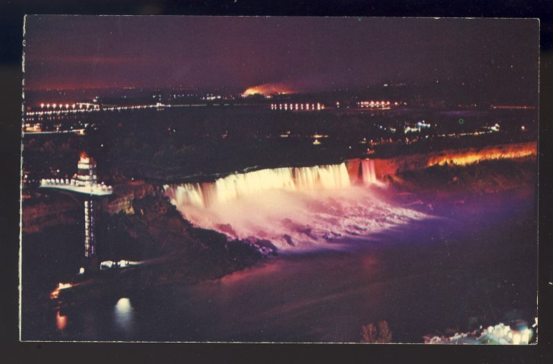 Ontario, Canada Postcard, American Niagara Falls Illuminated, 1968!