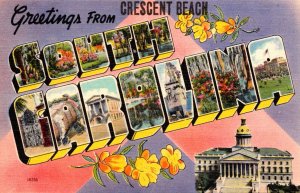 Rhode Carolina Greetings From Crescent Beach Large Letter Linen