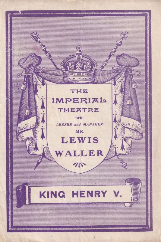 King Henry V Lewis Waller Imperial Theatre Programme