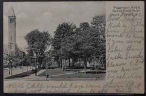 Newark, NJ - Washington Park & Second Presbyterian Church - 1907