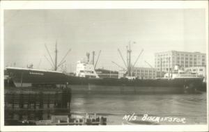 Cargo Ship M/S BISCHOFSTOR Real Photo Postcard