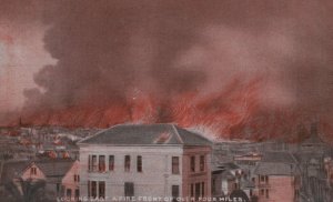 Vintage Postcard Looking East Fire Front Of Over Four Miles City Scene