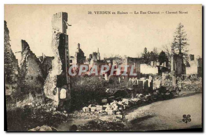 Old Postcard Army Verdun in Ruins La Rue Chevert