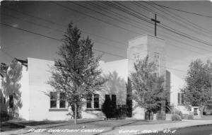 Globe Arizona~First Christian Church~Cross Display on Roof~Sign in Yard~'60 RPPC