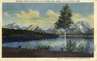 Teton Mountains and Jackson Lake in Grand Teton National Park, Montana