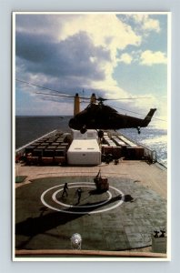 Postcard Falkland Island War Helicopter Carries Supplies Ship Canberra Z11