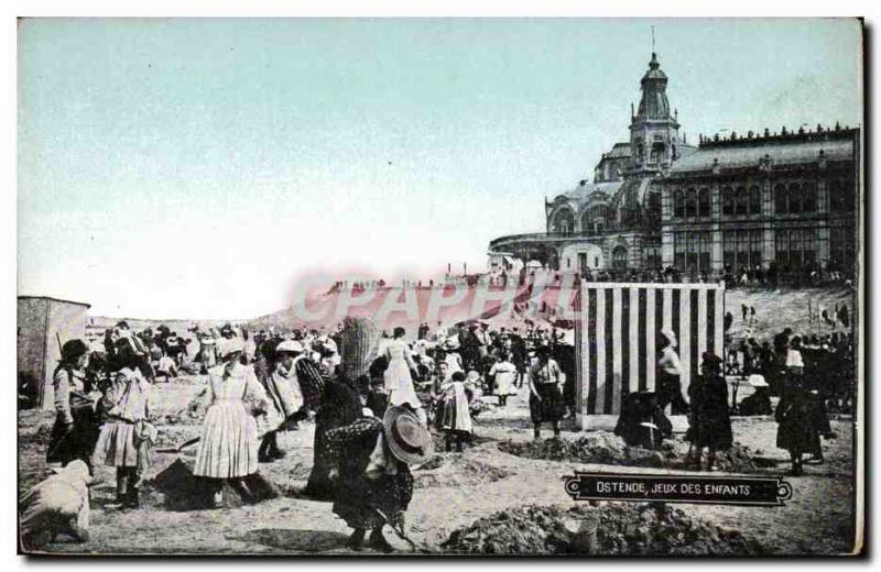 Postcard Ancienne Belgique Ostend children Games