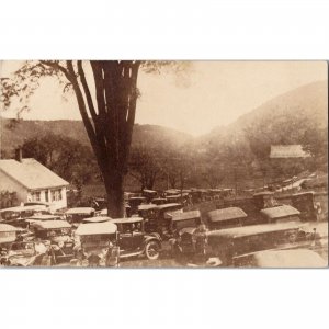 Original Antique RPPC Real Photo Postcard - Large Gathering Antique Automobiles