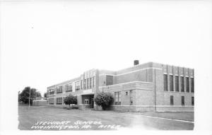 Washington Iowa~Stewart School~Large Brick Building~1950s RPPC Postcard