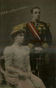 Spain Royalty SSMM Los Reyes de Espano c1905 Tinted Real Photo Postcard