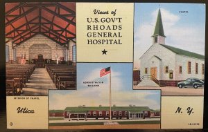 Vintage Postcard 1945 U.S. Gov't Rhoad General Hospital, Utica, New York (NY)