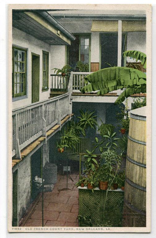 Old French Courtyard New Orleans Louisiana 1910c Phostint postcard