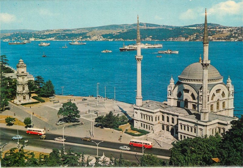 Turkey Istanbul Postcard Mosque of Dolmabahce and the Bosphorus