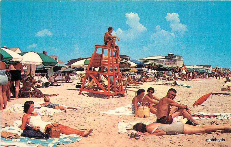 1950s Bathing Beach Ocean City Maryland Tingle Plastichrome postcard 10185