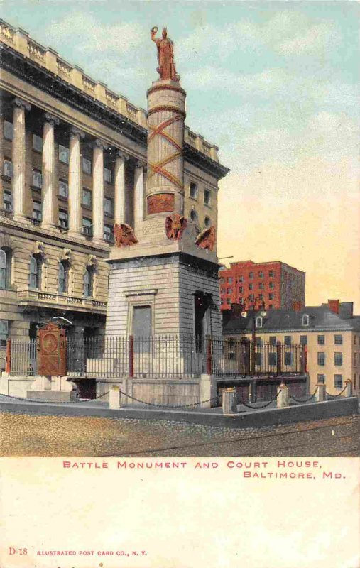 Battle Monument Court House Baltimore Maryland 1908 postcard