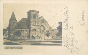 Postcard RPPC 1906 Wisconsin Eau Claire Presbyterian Church roadside 23-12526