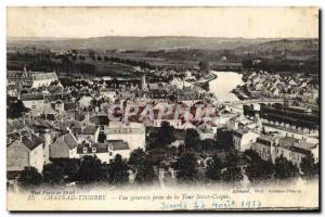 Old Postcard Chateau Thierry Vue Generale taking the Tour Saint Crepin