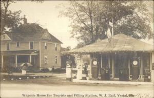 Vestal NY Wayside Home & Gas Station WJ Raif Real Photo Postcard dcn