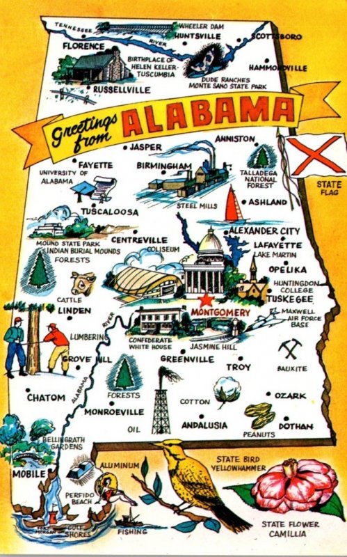 Alabama Greetings With Map