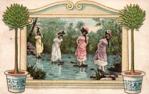 c1908 - Jersey City, New Jersey - Ladies Crossing River - Embossed