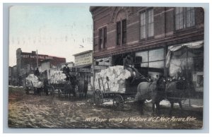 1911 Aurora Nebraska Postcard Wallpaper Arriving Store CE Neir Storefronts Horse 