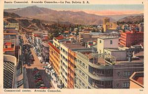 La Paz Bolivia Avenida Camacho Commerical Center Antique Postcard J72681