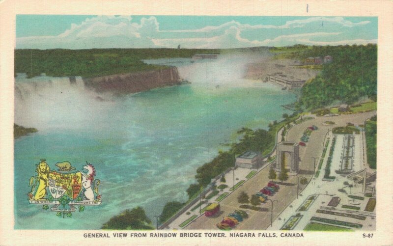 Canada Rainbow Bridge Tower Niagara Falls Ontario Vintage Postcard 02.96
