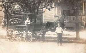 RPPC FRANK X. STEGMEIER BAKERY WAGON BUFFALO NEW YORK REAL PHOTO POSTCARD (1910)